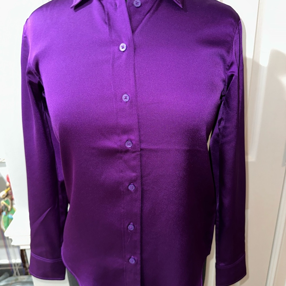 RALPH LAUREN BLACK LABEL, WOMENS DESIGNER PURPLE BLOUSE    Size: PXS